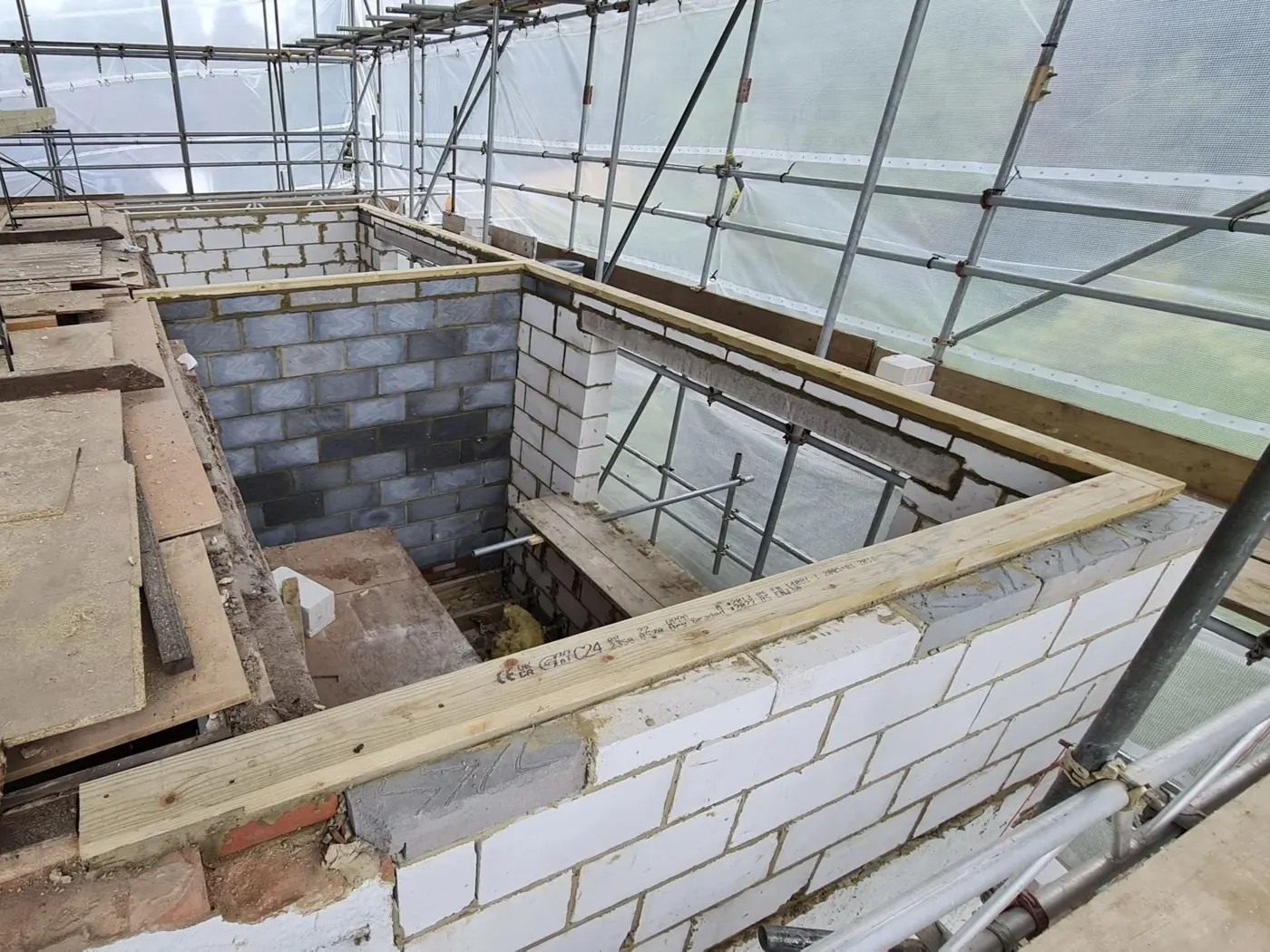 Extension walls built in blockwork, Lynwood Grove, Orpington — Fellner Construction