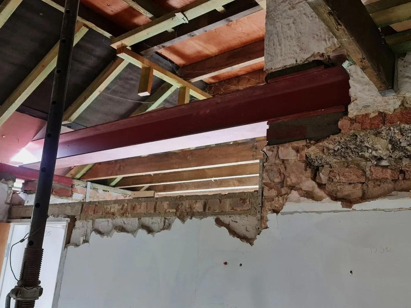 Steel beams installed to the structural engineer's drawings, Lynwood Grove, Orpington — Fellner Construction